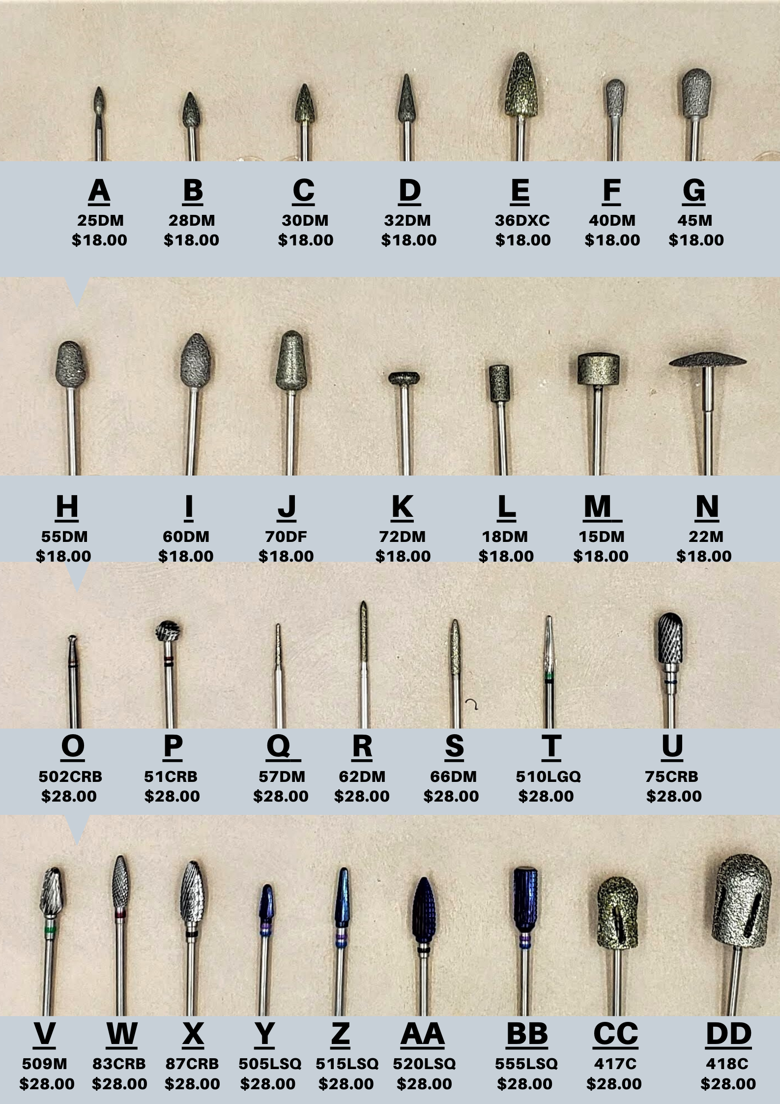 Diamond Bonded Burs Burrs Chiropody Podiatry for Filing Grinding and Shaping 